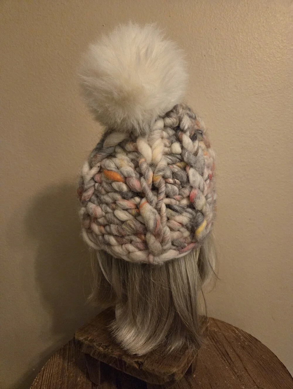 ANTHROPOLOGIE × Knit Collage Warm Wishes Multicolor Handspun Wool Pom Beanie OS